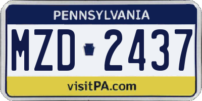 PA license plate MZD2437