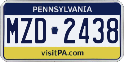 PA license plate MZD2438