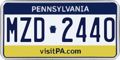 PA license plate MZD2440