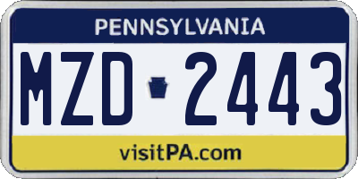 PA license plate MZD2443