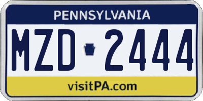 PA license plate MZD2444