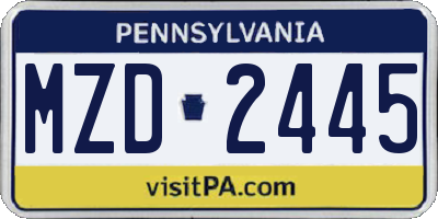 PA license plate MZD2445
