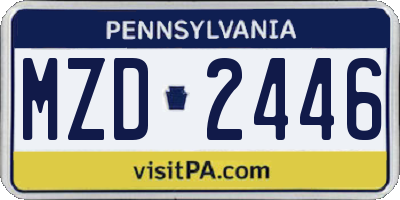 PA license plate MZD2446