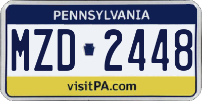 PA license plate MZD2448