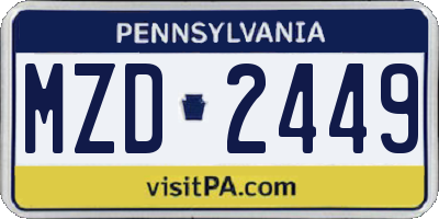 PA license plate MZD2449