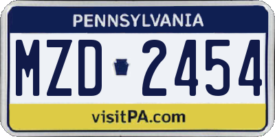 PA license plate MZD2454
