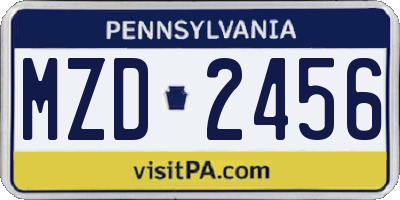 PA license plate MZD2456