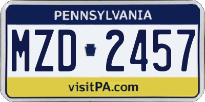 PA license plate MZD2457