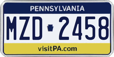PA license plate MZD2458