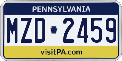 PA license plate MZD2459