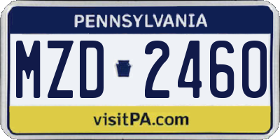 PA license plate MZD2460