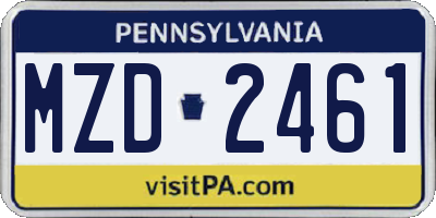 PA license plate MZD2461