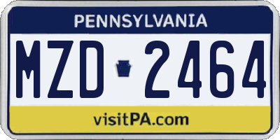 PA license plate MZD2464