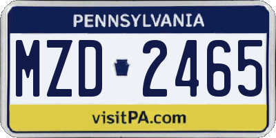 PA license plate MZD2465