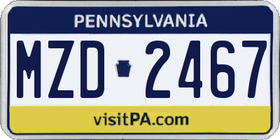 PA license plate MZD2467