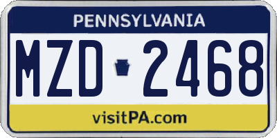 PA license plate MZD2468