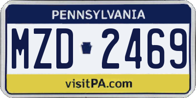 PA license plate MZD2469