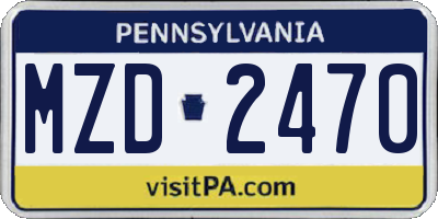 PA license plate MZD2470