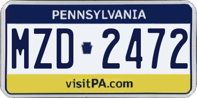PA license plate MZD2472