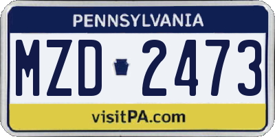 PA license plate MZD2473