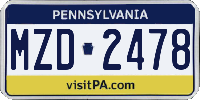 PA license plate MZD2478
