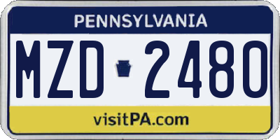 PA license plate MZD2480