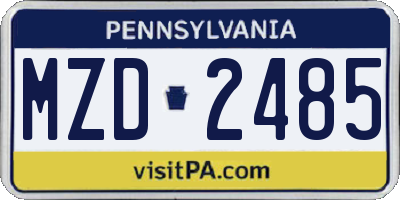PA license plate MZD2485