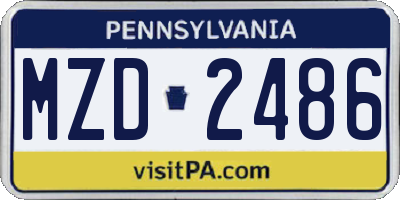 PA license plate MZD2486