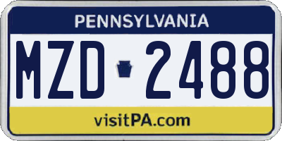 PA license plate MZD2488
