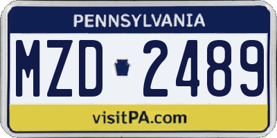 PA license plate MZD2489