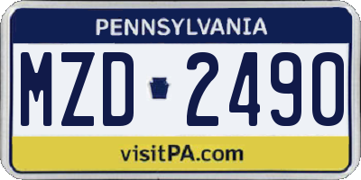PA license plate MZD2490