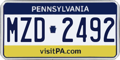 PA license plate MZD2492