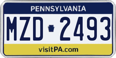 PA license plate MZD2493