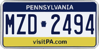 PA license plate MZD2494