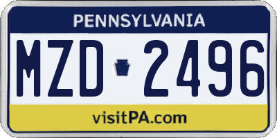 PA license plate MZD2496
