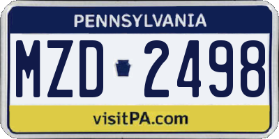 PA license plate MZD2498