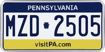 PA license plate MZD2505