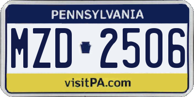 PA license plate MZD2506