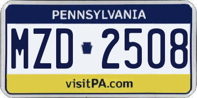 PA license plate MZD2508