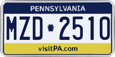 PA license plate MZD2510