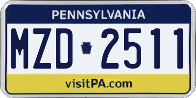 PA license plate MZD2511