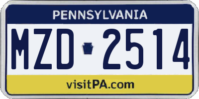 PA license plate MZD2514