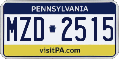 PA license plate MZD2515