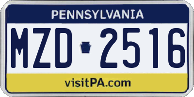 PA license plate MZD2516