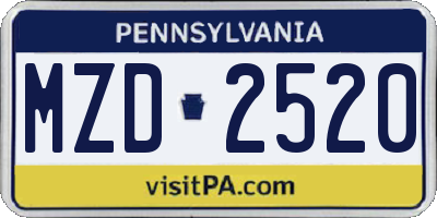 PA license plate MZD2520