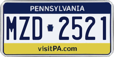 PA license plate MZD2521