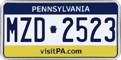 PA license plate MZD2523