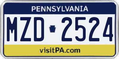 PA license plate MZD2524