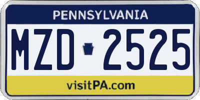 PA license plate MZD2525