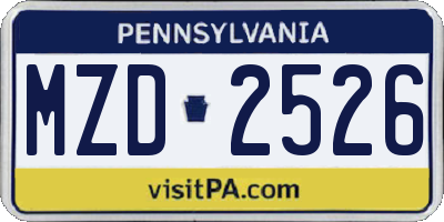 PA license plate MZD2526